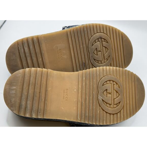Gucci Cloth Mule Platform Blue Denim Monogram Sandals Size 35 US 5 MSRP $590 - Picture 6 of 9